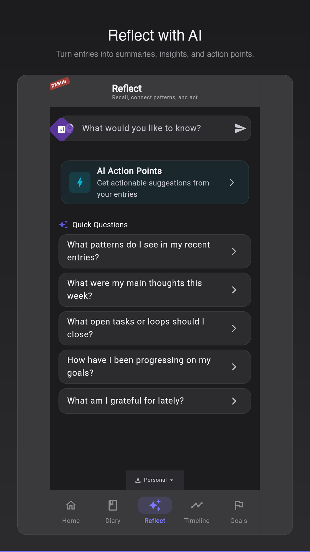 An AI reflection app for daily planning, not passive note storage